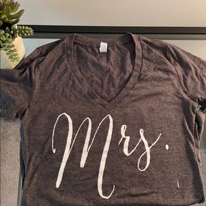 “Mrs” cotton v neck tee
